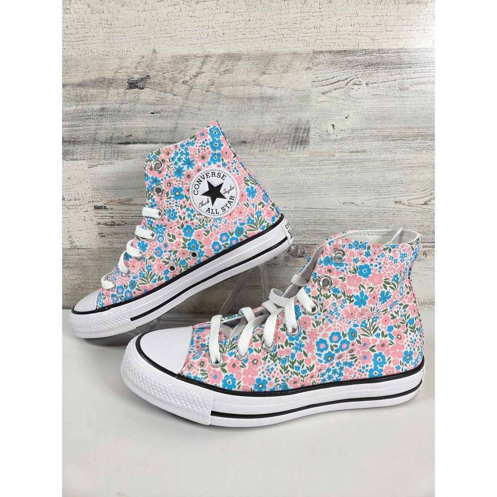 Converse Chuck Taylor All Star High Top Floral Pink Blue Sneakers A14980F Size 7